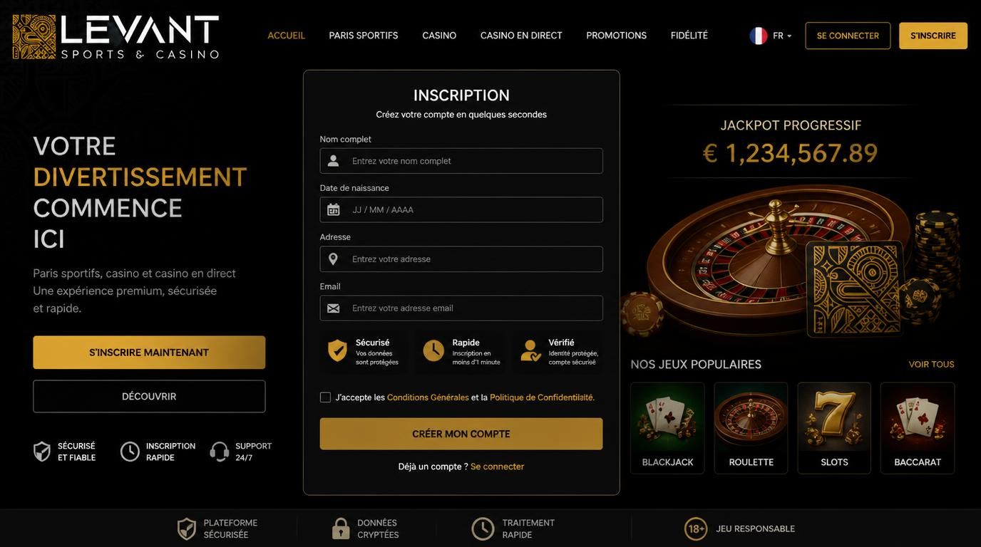 Formulaire d’inscription clair avec champs nom, prénom, date de naissance, adresse, email